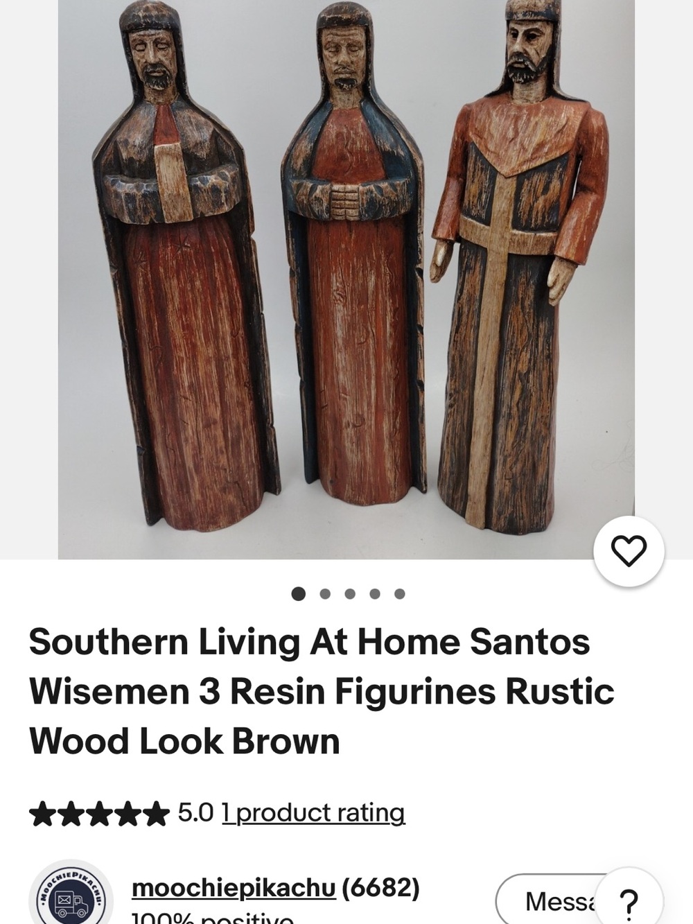 Southern Living At Home Rustic Brown and Black Santos Wisemen Resin Figurines